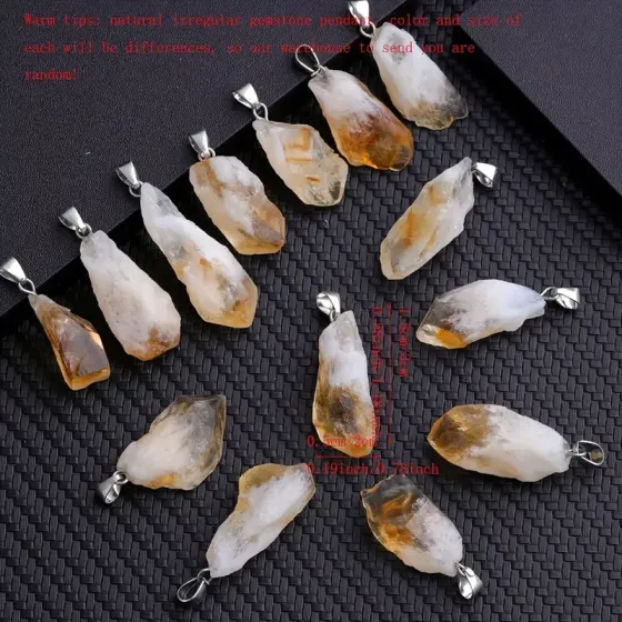 Підвіска з натурального цитрину з металевою петлею – необроблений камінь Київ