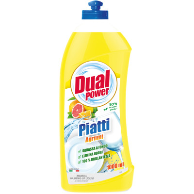 Засіб для ручного миття посуду Dual Power рідкий Цитрусові 1 л (8032680397004) Вінниця - фото 1