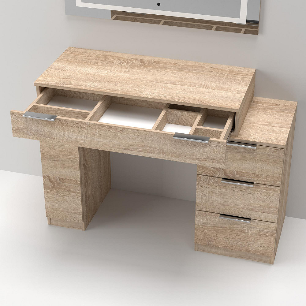 Стол туалетный Трюмо Кристалл, Дуб Сонома, 1200/452/847 Львов - изображение 3