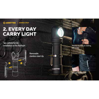 Фонарь Armytek Wizard C2 WUV White & Ultraviolet (F08901UF) Винница - изображение 5
