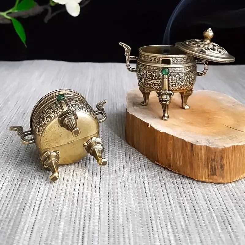 Антикварная трёхногая подставка для благовоний из латуни 6×5.5 см Киев - изображение 5