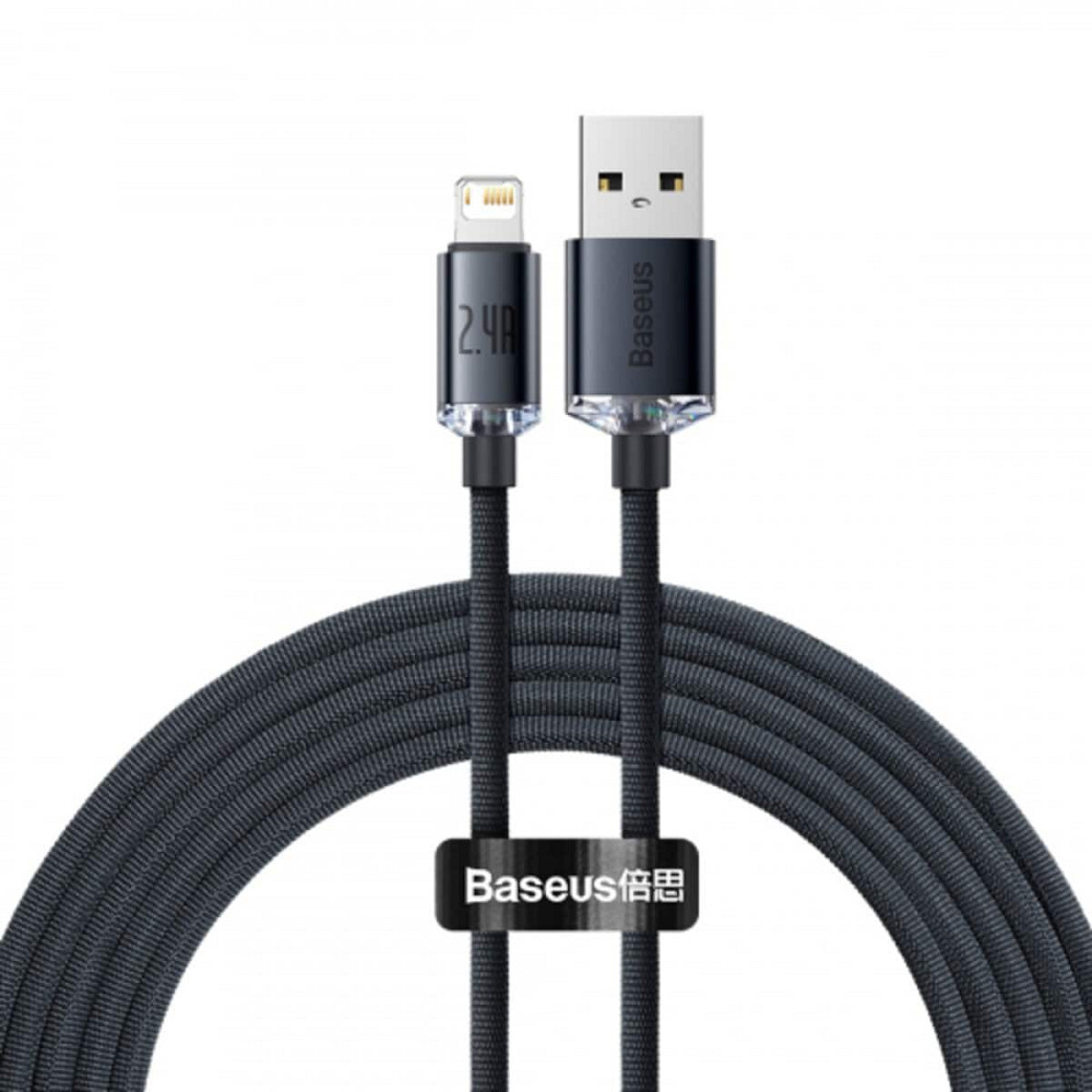 Кабель Baseus Crystal Shine Series Fast Charging Data Cable USB to iP 2.4A 2m Black Киев - изображение 2