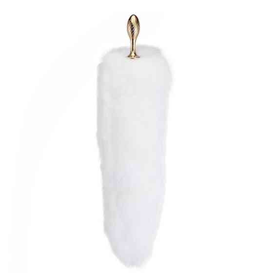 Металевий Анальна пробка Лисий хвіст LOCKINK SEVANDA White Fox-Tail Anal Pear-shape Plug Sex Aura Київ