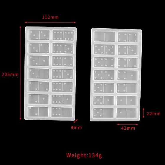 Силиконовая форма для домино RESTEQ 205х112х9 мм — форма для эпоксидной смолы, полимерной глины, мыла и других поделок (набор 2 Киев