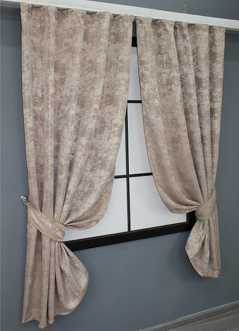 Комплект коротких штор VR-Textil Жакард Sultan YL № 1290ш Бежево-пудровий 130х170 см 2 шт (35-0085) Київ - фото 2