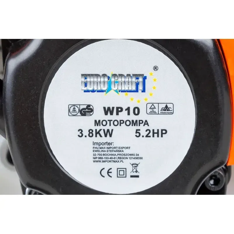 Мотопомпа Euro Craft WP10 – 1", 3.68 кВт, 800 л/хв, витрата 0.4 л/год Львів - фото 4