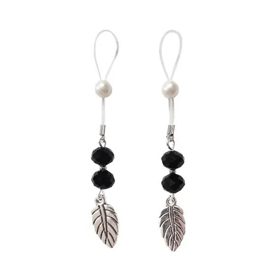 Прикраси з намистинами та листочком для сосків Art of Sex – Nipple Jewelry Leaf, чорні Львів