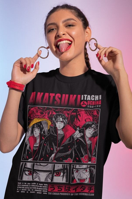 Футболка для хлопчика з аніме принтом Наруто оверсайз (зріст від 165 до 180) Чорний AnimeJ1097m Дніпро - фото 4