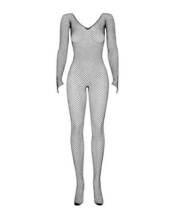 Сетчатый бодистокинг с длинным рукавом Obsessive Bodystocking N109 black S/M/L, черный, комбинезон Львов