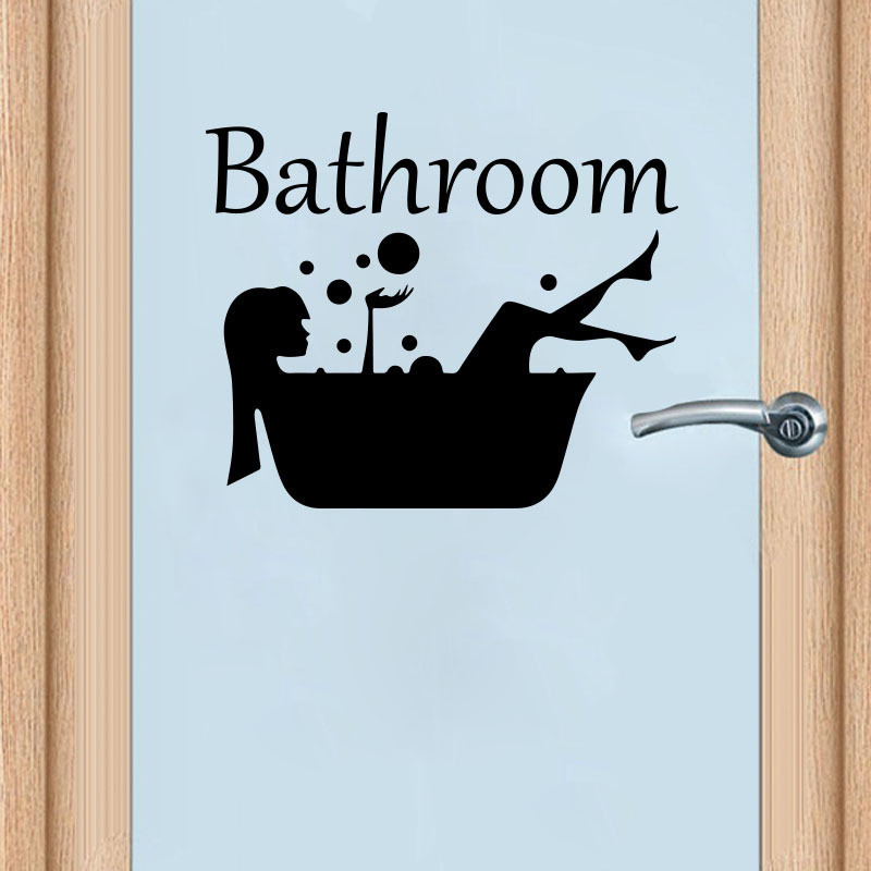 Наклейка на двері ванної кімнати Bathroom 18 на 15 см чорний Київ - фото 4