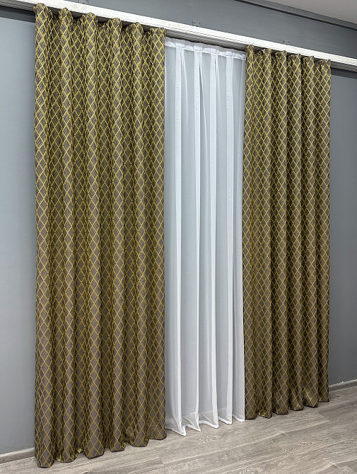 Комплект готових штор VR-Textil Жакард RUBI № 1757ш Темно-сірий з золотистим 150х300 см 2 шт (33-0722) Київ - фото 4