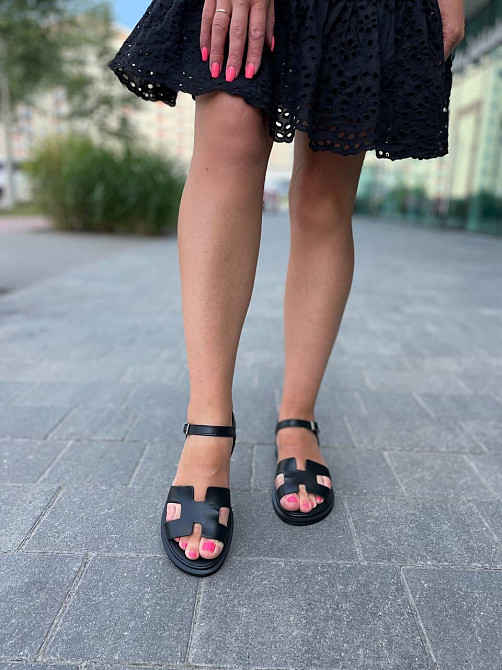 Mermaid Босоніжки жіночі чорні літні Mermaid 514 натуральна шкіра / Стильні босоніжки на низькі Коломыя - изображение 6