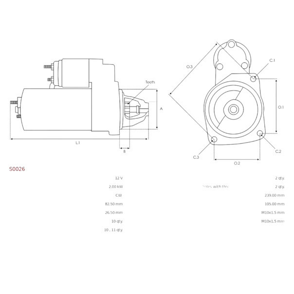 Стартер автомобиль Мерседес Бенз Sprinter, Vito (1996-), C-class (W202, W203), E-class (W124-W211) 2.0-3.2 (1993-) (2кВт) Мукачево - изображение 5