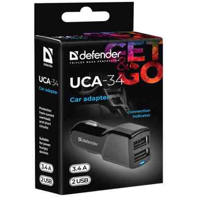 Зарядний пристрій Defender UCA-34 2xUSB, 5V / 3.4A (83834) Вінниця