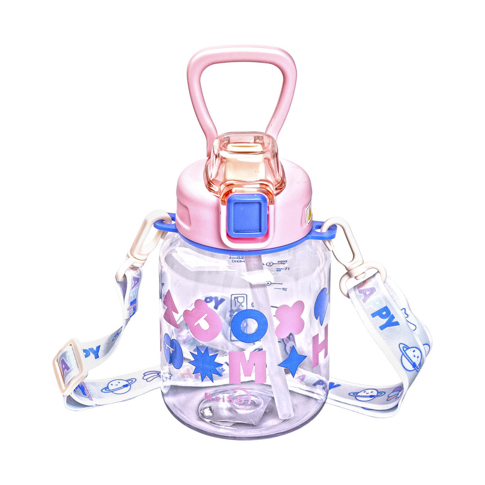 Yiwu Пляшка для води Gucgres дитяча 650 мл на ремінці рожева HP-14-43P Київ - фото 1