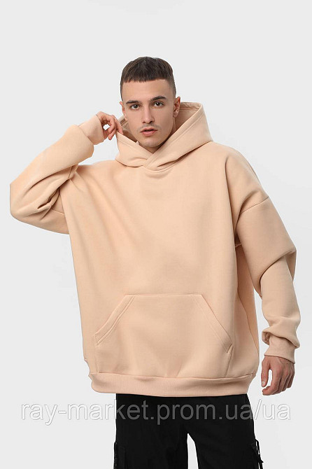 Худі оверсайз чоловіче утеплене RAY OVERSIZE бежеве (U0404M-Cream) 2XL/3XL Київ - фото 3