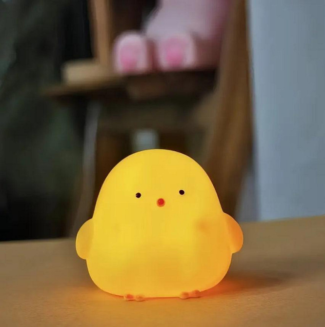Детский ночник в форме жёлтого цыплёнка на батарейках для сна и декора комнаты Киев - изображение 1