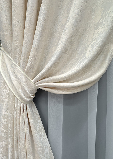 Комплект готових штор VR-Textil Жакард Sultan YL № 1763ш Молочний 150х270 см 2 шт (33-0725) Київ - фото 5