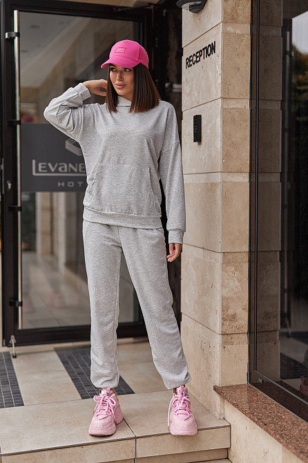 Спортивний костюм худі та джогери "Dante" | Норма і батал | Розпродаж моделі Сірий, 50-52 Київ - фото 4