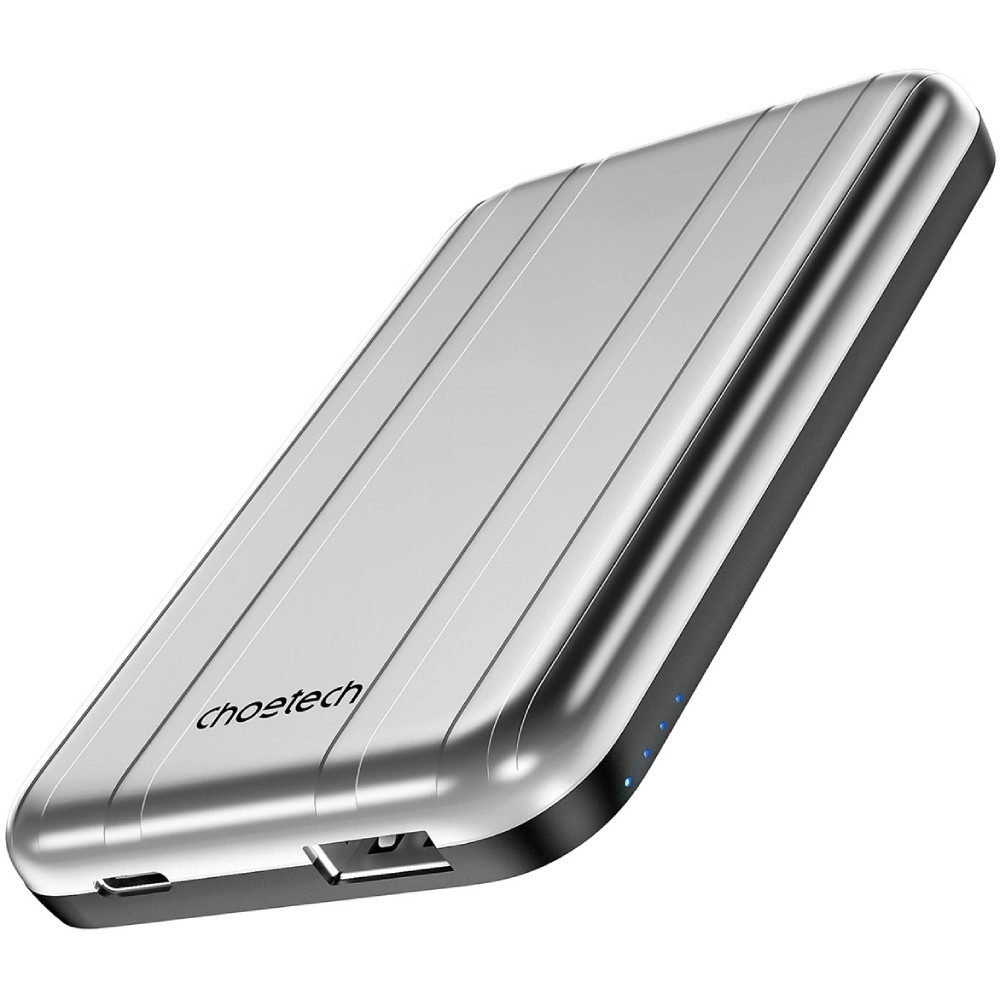 УМБ Choetech Magnetic Wireless 5000mAh 10W, USB-A,USB-C In/Out B655 mini silver Вінниця - фото 1