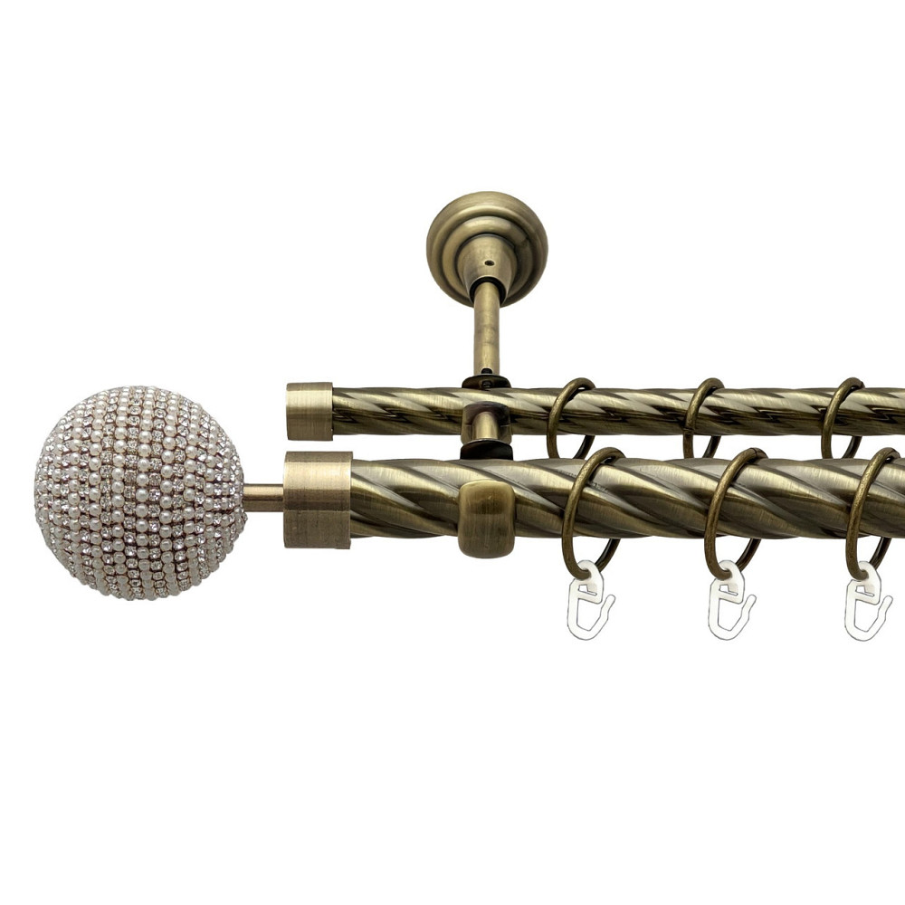 Карниз Orvit Карера металевий дворядний відкритий скручена труба кільце металеве Антик 25\16 мм 200 см (00-00021948) Львів - фото 1