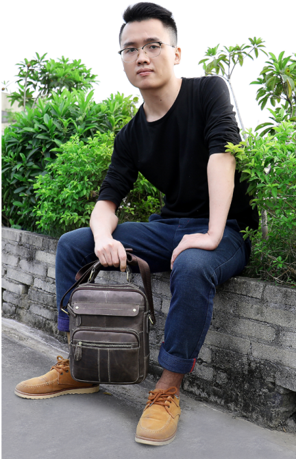 Сумка чоловіча вертикальна шкіряна Сіра (Vintage) Київ - фото 4