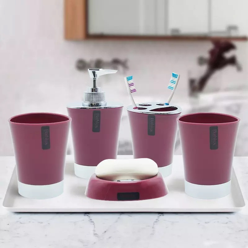 Набор аксессуаров для ванной Bathlux люкс качества , 6 предметов Бордовый Каменец-Подольский - изображение 4