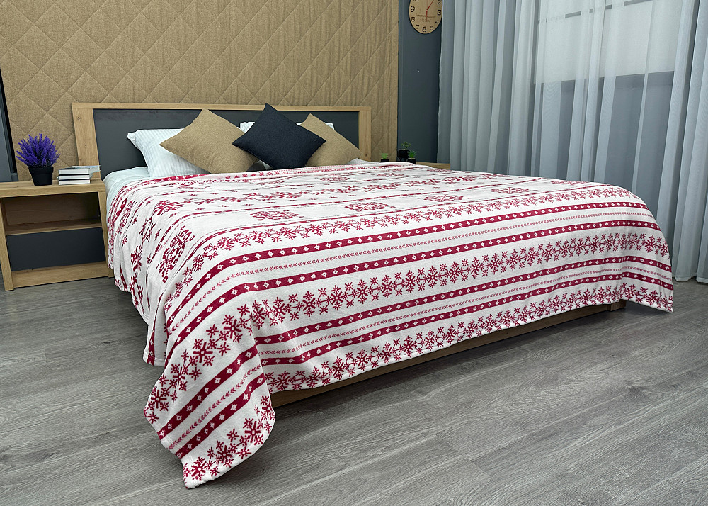 Плед-покривало Decorator WellSoft ETNO 150х210 см з різдвяним принтом Білий з червоним (87-277) Київ - фото 4