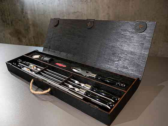 Шампури подарункові набір бокс для пікніка гриля та барбекю Оригінальні Віп подарунки на день народження татові, хлопцю, Тернопіль