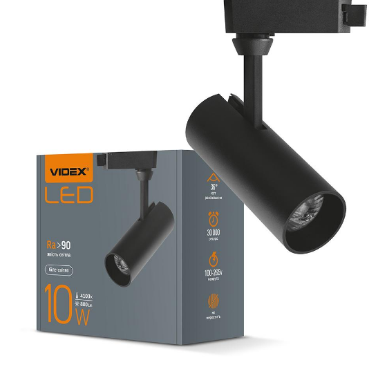 LED Світильник трековий 10W 4100К 220V чорний VL-TR04-104B Videx Житомир