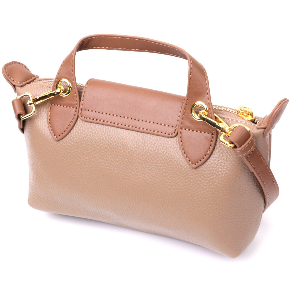 Идеальная женская сумка с интересным клапаном из натуральной кожи Vintage 22251 Бежевая Киев - изображение 2