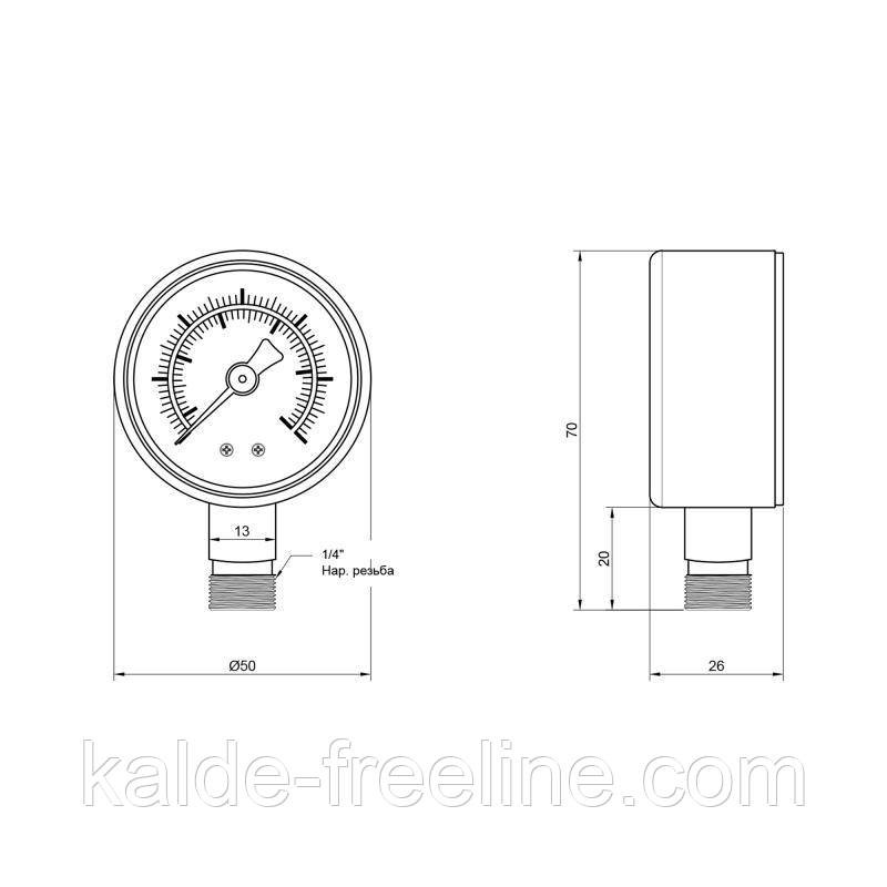 Манометр SD Plus 50мм. 10 бар 1/4