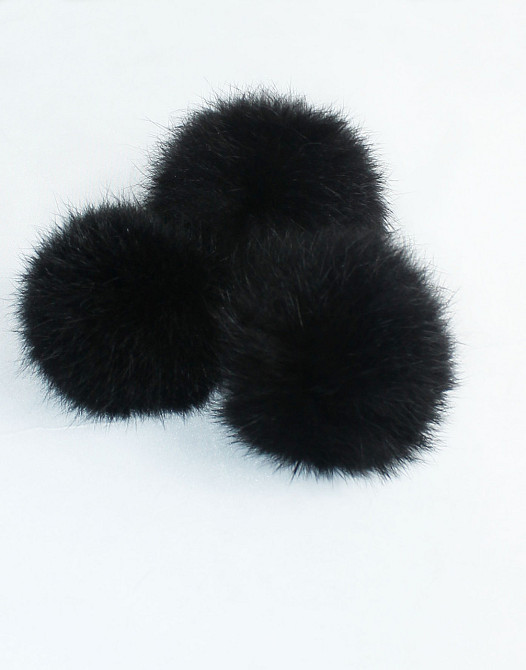 Помпони на дитячу шапку з натурального хутра кролика 7-8 см Чорний Харків - фото 1