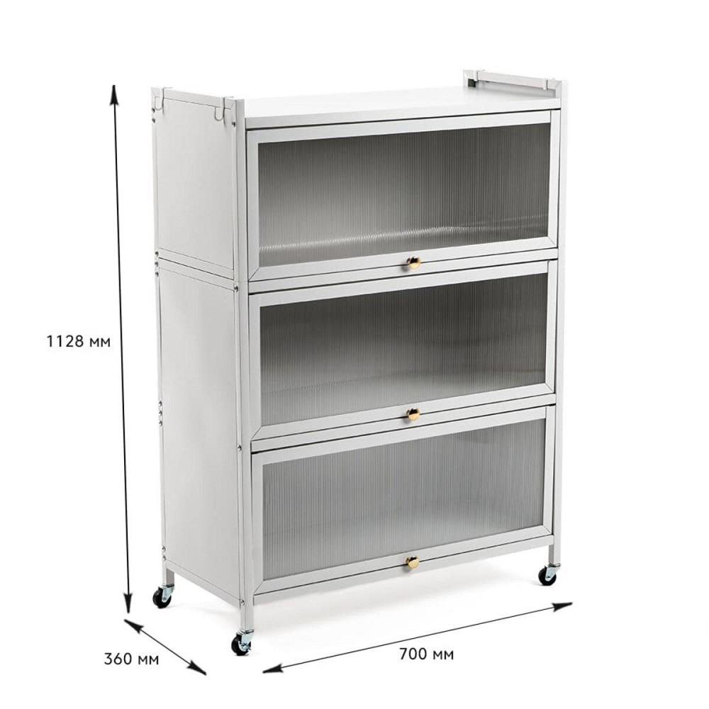 Шафа мобільна для зберігання розкладна триярусна з сталі 70х36х112,8см Світло-сірий SW-00002116 Київ - фото 3