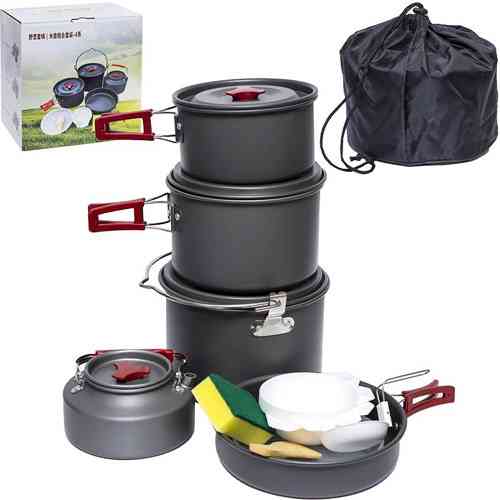 Набор походной посуды складной на 6 персон, 14 предметов, алюминий, AL-601 Винница