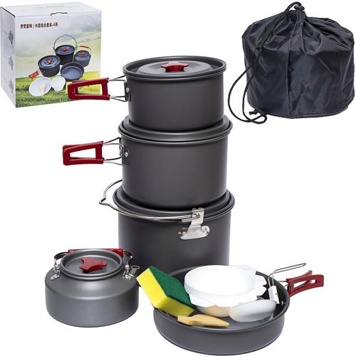 Набор походной посуды складной на 6 персон, 14 предметов, алюминий, AL-601 Вінниця - фото 1
