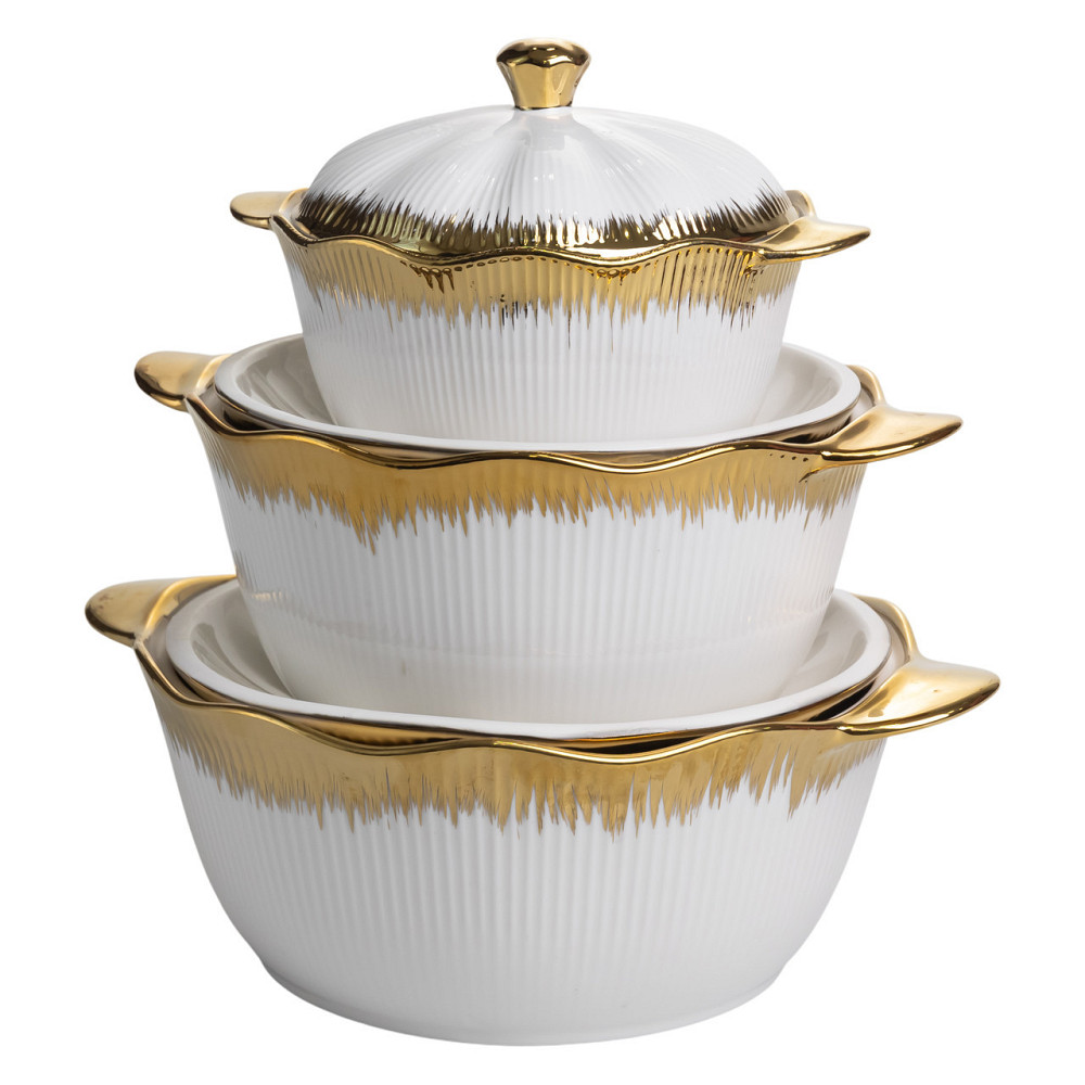 Фарфоровий набір супниць з позолотою, 3 шт. Київ - фото 5