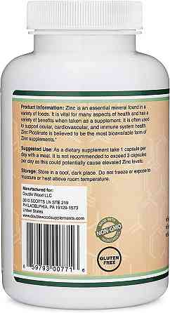 Піколінат цинку Double Wood Zinc Picolinate 50 mg 300 capsules Луцьк