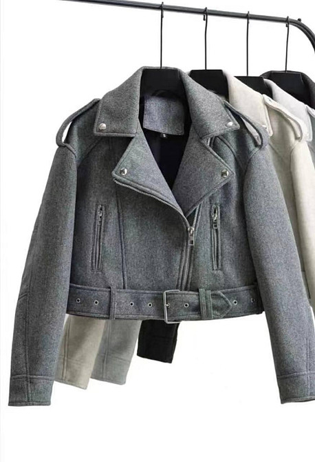 Женская куртка косуха укороченная кашемировая Серый S Харьков - изображение 9