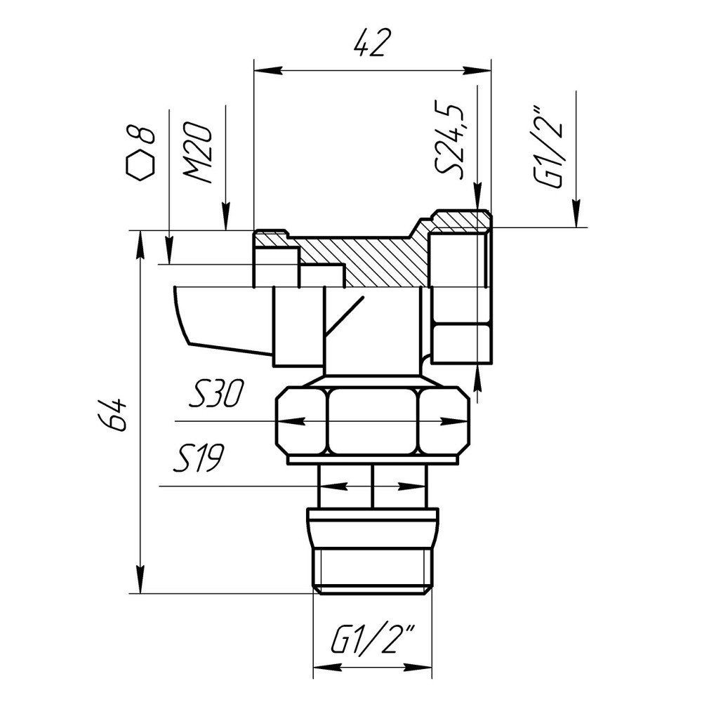 Кран радиаторный угловой Q PROFESSIONAL 1/2″ NV-QP5017 под термоголовку с уплотнителем Киев - изображение 2