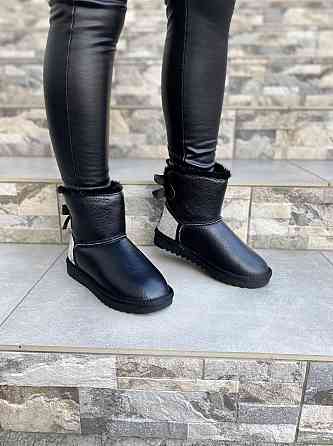 Угги жіночі OUQIDAGENI чорні натуральна шкіра висота 16 см розмір 36 ( -1) Коломыя