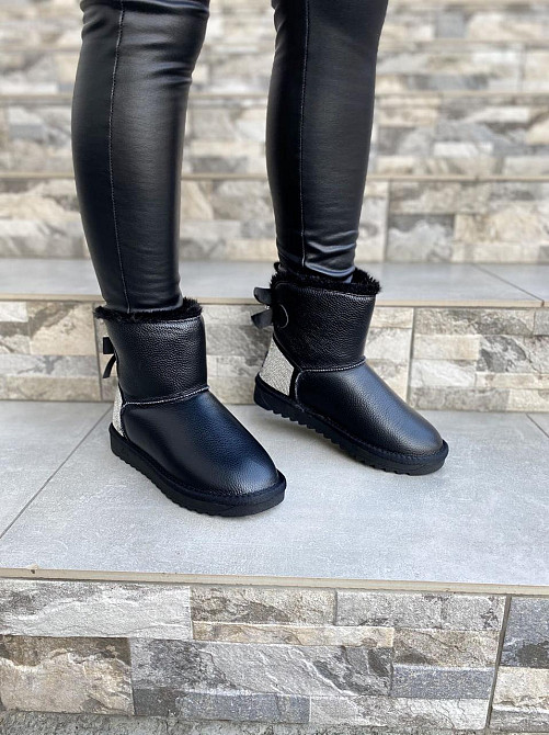 Угги жіночі OUQIDAGENI чорні натуральна шкіра висота 16 см розмір 36 ( -1) Коломия - фото 3