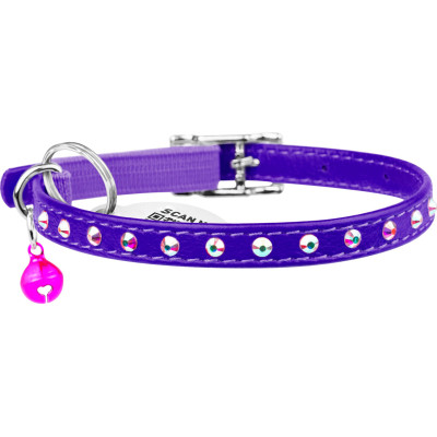 Ошейник для животных WAUDOG GLAMOUR с резинкой и стразами для кошек (фиолетовый) (32549) Винница - изображение 2