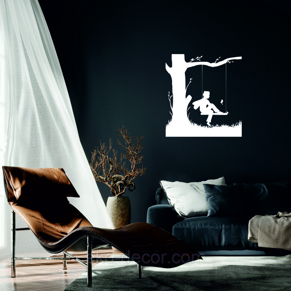 Декоративное настенное Панно «Мальчик на качеле» Декор на стену 90*83 см, Белый Киев - изображение 1