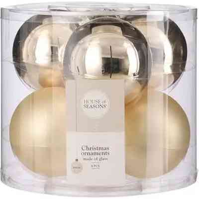 Ялинкова іграшка House Of Seasons Скляні кульки 6 шт D8 см Шампань (8718861800395) Вінниця