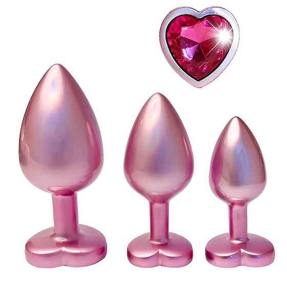 Набір із трьох анальних пробок Dream Toys Gleaming Love, розміри S, M, L, перламутрово-рожевий Sex Aura Київ