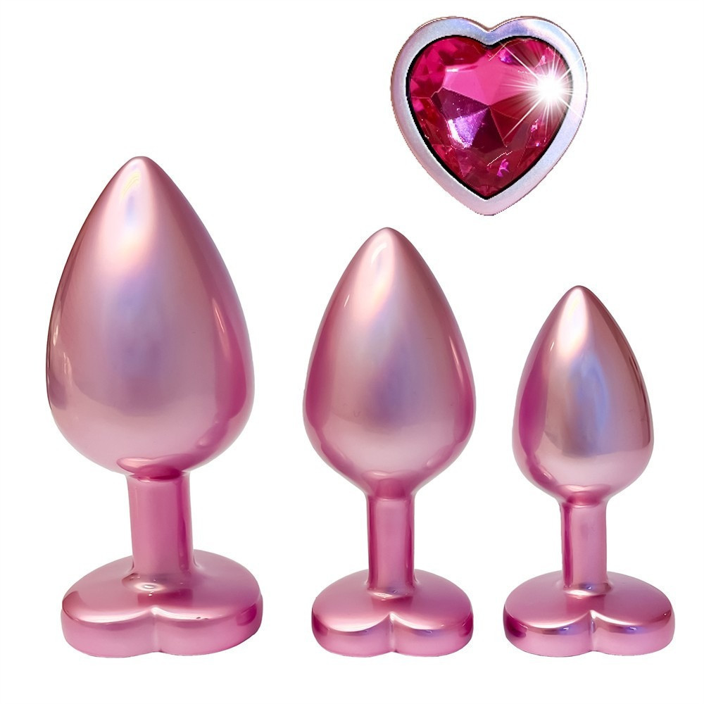 Набір із трьох анальних пробок Dream Toys Gleaming Love, розміри S, M, L, перламутрово-рожевий Sex Aura Київ - фото 3