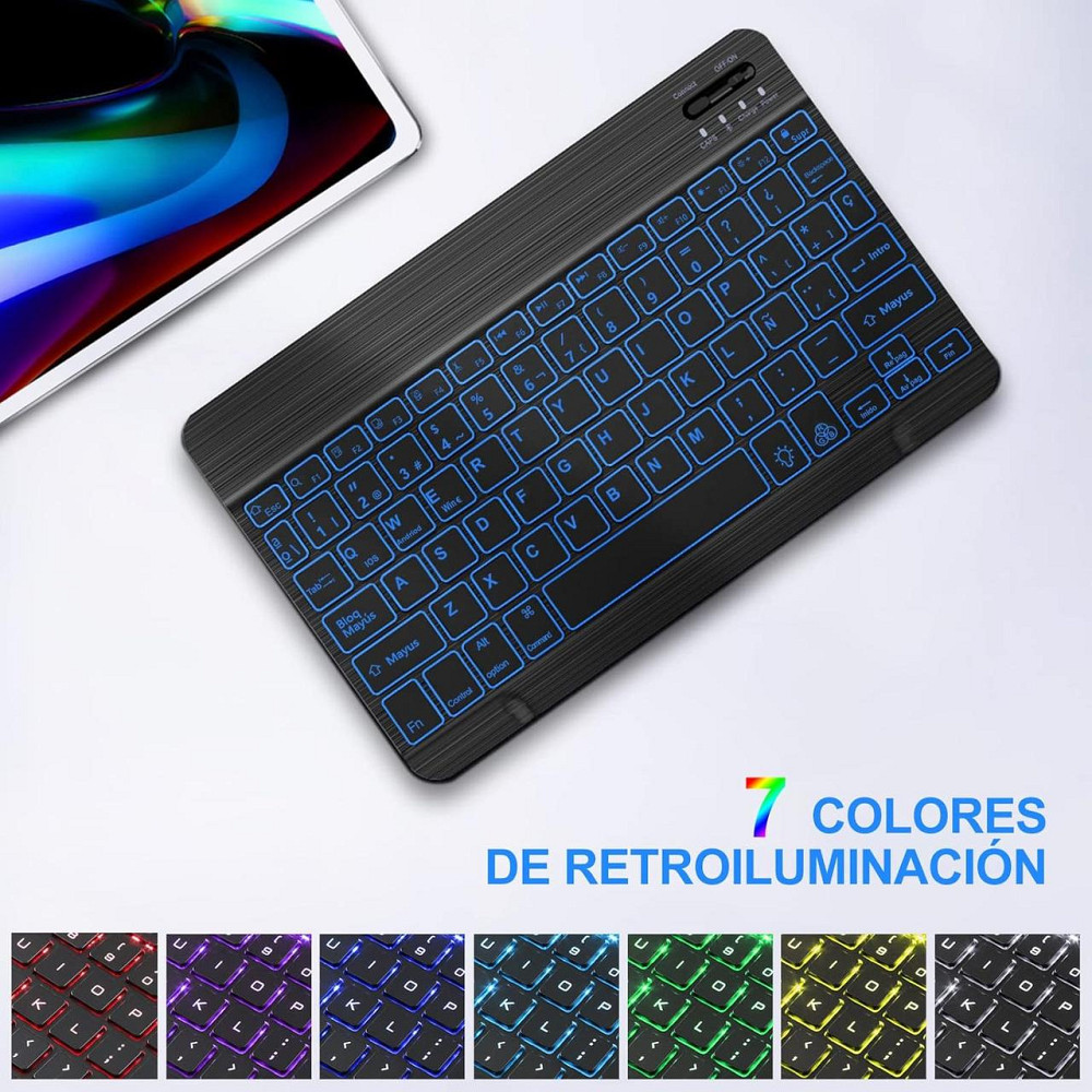 Чохол з Bluetooth-клавіатурою для iPad 10.2" 7 8 9 покоління, iPad Air 3 2019, iPad Pro 2017 10.5" з підсвіткою чорна іспанська Київ - фото 7