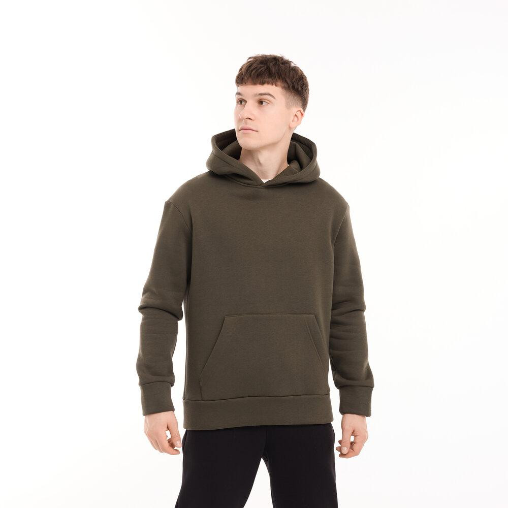Тепле чоловіче худі на флісі з капюшоном хакі Pobedov 008 ЗИМА Київ - фото 8