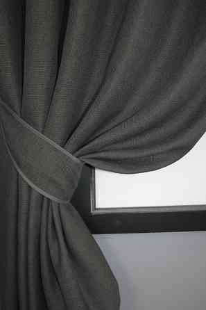 Комплект коротких штор VR-Textil Лен-блэкаут Лен Мешковина № 1220ш Серый 130х170см 2 шт (35-0076) Киев